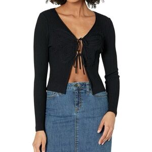 NWT Steve Madden Black Rib Knit Cardigan